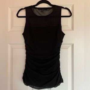 White House Black Market Black Ruched Sleeveless Blouse